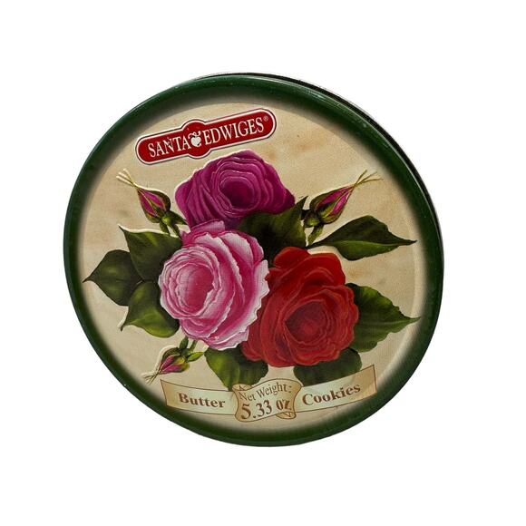 Santa‎ Edwiges Roses Blooms Butter Cookies Tin Can Canister Container 2006 - Picture 1 of 9